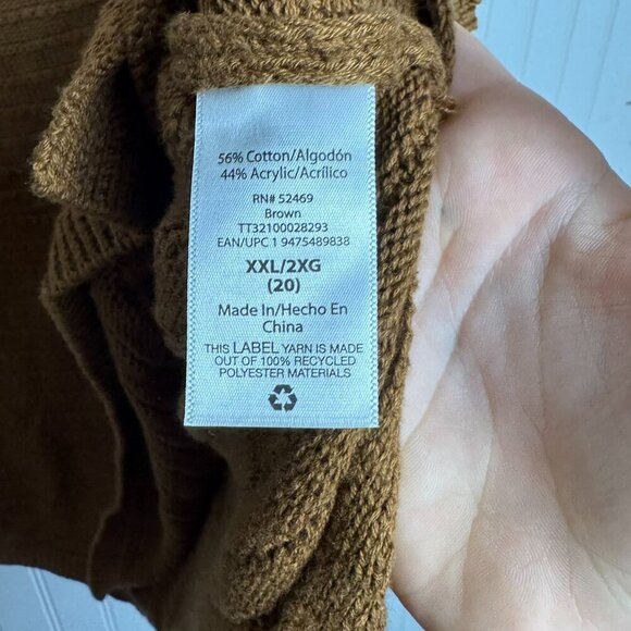 Time & Tru NWT Brown Wide 3/4 Sleeve Sweater K14 - Picture 6 of 8